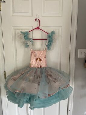Pastel Rainbow Tulle Dance Costume in Pink and Aqua